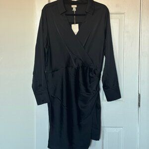 Women's Long Sleeve Satin Shirtdress
